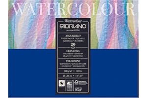 Honsell 73613648 Fabriano Watercolour - Cartoncino ad acquerello, 300 g/m², 36 x 48 cm, 20 fogli, 4 pezzi, bianco naturale, grana fine, senza acidi, superficie vellutata