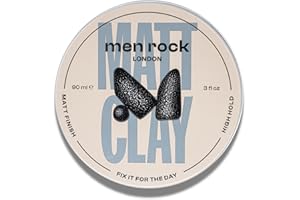 Men Rock Matt Clay with High Hold and Matt Finish for Thicker and Fuller Looking Hairstyles, Nourishes and Conditions Hair, Enriched with Cocoa Butter, Sunflower and Almond Oils 90ml