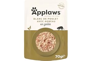 Applaws Natural Aliments humides pour chats Poulet poitrine avec agneau en gelée pour chats adultes - 16 sachets de 70g