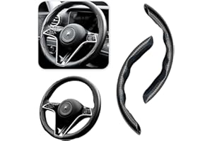 GTLM Fibra di Carbonio Coprivolante Auto,Sicuro e Antiscivolo Accessori Auto per Uomini e Donne,Universale 38cm Copri Volante per Auto,Coprimanubrio AAuto per Camion SUV (Nero)