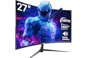 Gawfolk Écran PC 27 Pouces Full HD (1920x1080), 100Hz, 1ms, 1800R Eye Care et FreeSync, supporte VESA - l'écran PC idéal! HDMI, VGA, Protection oculaire, Inclinable, VESA 75x75, Noir