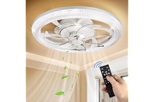 CGSGDK Fan Plafoniera, Ventilatore a soffitto a LED con illuminazione, 3 Temperatura di colore e 6 Velocità Ventilatore a soffitto con lampada, Ventilatore moderno con luce per camera da letto, soggiorno