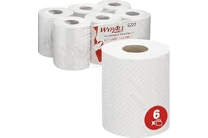 Panno in Carta per Uso Igienico e Alimentare WypAll L10 6222 - Panni per la Pulizia Asciutti a 1 Velo - 6 Rotoli a Erogazione Centrale Bianchi x 430 Panni di Carta (Totale 2.580)