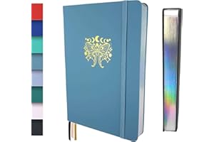 Schloss Planner A5 Bullet Journal | 180 g/m² extra dickes Bambus Papier | 160 Seiten | Gepunktet/Dot Grid | Nachhaltiges Notizbuch/Tagebuch | Silberner Buchschnitt (Schmetterling, Hellblau)