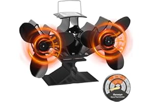 Hanaoyo Newly Log Burner Fan with Twin Motors, Double Heat Powered Fireplace Fan, Silent Efficient Heat Circulation, for Fireplace/Wood Stove/Log Burner