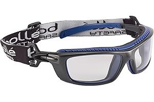 BOLLE SAFETY BAXTER - Montura PC negro y azul – Ocular incoloro en PC anti-vaho y anti-rayaduras PLATINUM – cinta y espuma