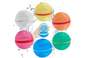 ARBLEL Reusable Water Balloons 6PC Water Bomb Splash Balls Self Sealing Quick Fill for Kids Adults Water Games Outside Summer Fun Party
