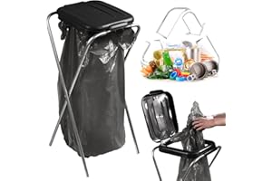 KADAX Soporte para bolsas de basura individual, soporte para bolsas de basura en 5 colores, soporte para separación de residuos con tapa de plástico, soporte para bolsas de basura para bolsas de 120 L