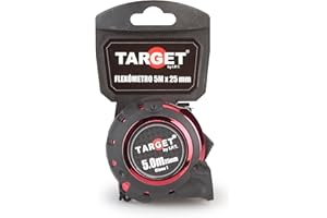 TARGET FLEX01 - Flexómetro Reforzado Goma 5M X 25mm, Metro Profesional | Cinta Métrica con Sistema de Bloqueo