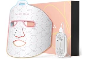 IBORRIA Máscara Facial LED, Mascarilla con Terapia de Cara con Luz Infrarrojos de Silicona Flexible, 3 Colores, Anti-Edad, Belleza para Todo Tipo de Piel en Casa (Blanco)