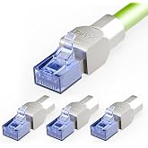 LEENUE 4 x Cat7 Tool-Free Network Connector 10Gbps 600MHz Blue