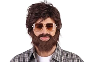 BRISTOL NOVELTY Mens Brown Hangover Wig Beard Moustache Kit Film Stag Do Party Fancy Dress Costume Outfit Accessory