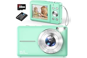 AMDEURDI Aparat cyfrowy Kompaktowy aparat cyfrowy FHD 1080P 44MP z 16-krotnym zoomem, aparat kompaktowy z kartą 32 GB, aparaty cyfrowe dla dzieci nastolatków dorosłych początkujących zielony