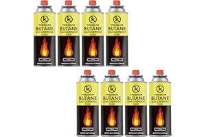 KROWN - Pack de Cartuchos K-250 de Gas Butano 227g para Hornillos Quemadores, Cartucho de Gas para Camping K-250, Bombonas para Sopletes (8 Unidades)