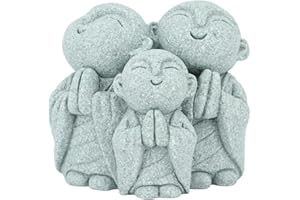 Aladeno Mini Monaco Statua di Buddha in arenaria Verde Statue di Buddha in arenaria Che pregano Sculture Buddha Decor Statue di Buddha per la casa per Acquario Acquario (Style 1)