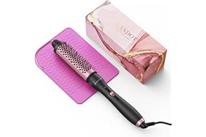 LANDOT Thermal Brush Heated Round Brush: 38 mm Curling Brush for Blowout Volumizing Look - Dual Voltage Ceramic Wand Curling Iron Brush with Detachable Head for Travel