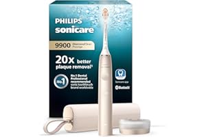 Philips Sonicare DiamondClean Prestige 9900 elektryczna soniczna szczoteczka do zębów z wysokiej klasy główką szczoteczki A3 typu All-in-One i etui do ładowania w kolorze szampańskim (model HX9992/11)