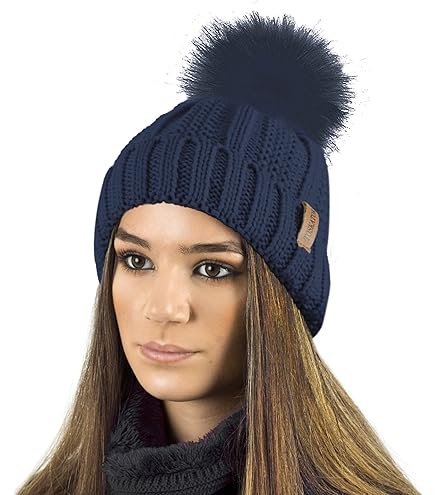 Berretto Invernale Donna Con Pelliccia E Cristalli - Lana Acrilica, Pompon, Made In Poland - Foto 5