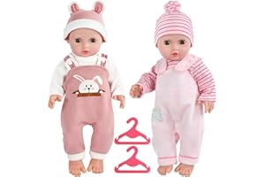 CHONGQILAO 2 Piezas Ropa para Muñecas Bebé, Conjunto de Ropa de Muñeca, Accesorios para Muñecas con Gorro Pantalones Manga Larga Percha, Ropa de Muñecas, Ropa para Muñecos Bebé de 35-43 cm