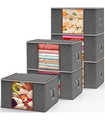 3 Sacs De Rangement Transparents 35L - Avec Couvercle Et Poignées, Pliables - Pour Vêtements, Couettes, Jouets - 8