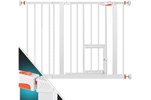 KIDIZ® Kratka ochronna na drzwi, kratka schodowa, kratka dla dzieci | z drzwiami dla psów i kotów, zwierząt domowych | bez wiercenia | możliwość rozbudowy | możliwość łączenia ze śrubami Y |