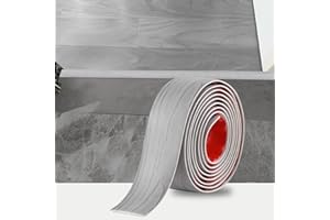 ZAYEJOD 2M Striscia di Transizione per Pavimenti in Laminato Striscia di Soglia Profilo di Transizione Autoadesivo PVC e Vinile, Striscia di Giunzione per Pavimenti,5cm Veneer di Legno Grigio Bianco