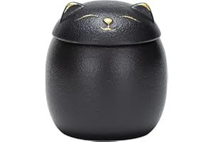 Uziqueif Katzen-Urne, Mini Urne aus Keramik Wasserdicht Gedenkurne Andenken Urne Memorial Beerdigung zur sicheren Aufbewahrung von Asche,Schwarz