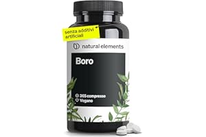 NATURAL ELEMENTS Boro puro – 3 mg di boro ad alto dosaggio per compressa – 365 compresse – vegano, naturale – prodotto e testato accuratamente in laboratorio in Germania