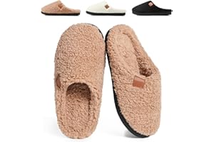 SRONEY Damen Herren Hausschuhe Winter Warme Teddy Plüsch Pantoffeln Gemütlich Weiches Flauschiges Hausschuhe Memory Foam Rutschfeste Slippers