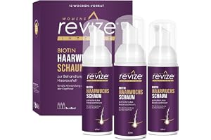 REVIZE Damhårskum för stimulering av hårtillväxt 3 x 60 ml – mot hårförtunning och för märkbart fylligare hår – berikat med b