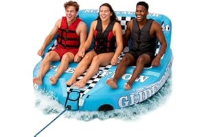 SereneLife Heavy-Duty Inflatable Towable Booster Tube, 1-2 Person Water Tube for Boating, Soft Foam Seats, Secure Grip Handles, Durable & Tear-Resistant Design- Perfect for Watersports & Lake Fun