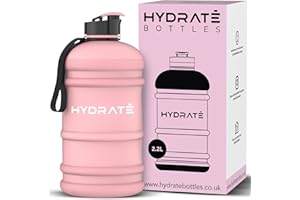 HYDRATE XL Bouteille d'eau 2,2 L - Bouteille de Gym Avec Sangles de Transport - Gourde Fitness - Sans BPA, Pop-up Bouchon - pour le Sport, le Yoga et les Activités de Plein Air (Matte Pink)
