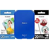 Canon Zoemini 2 stampante fotografica portatile a colori a batteria blu marino + carta fotografica ZINK 5x7,6cm + carta adesi