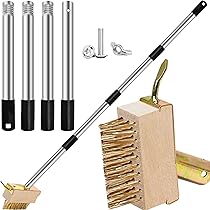 LATRAT Spazzola Per Pulizia Fughe Giardino - Setole Acciaio Con Raschietto, Per Lastre Pavimentazione E Muri