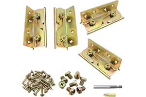Dreamtop 4 Sets Non-Mortise Bed Rail Brackets Heavy Duty Rust Proof Bed Rail Brackets Hardware Frame Bracket Fittings Fastener (Screws Included)