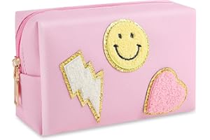 Lidxfeo Tragbare Kosmetiktasche Damen, Reise Makeup Bag Aesthetic, Schminktasche Lächeldruck Gesicht, Cosmetic Organizer Kulturtasche mit Reißverschluss, Geeignet als Geschenk für Mädchen und Mütter
