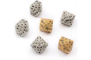 LYNX Zestaw Kości K10 i%K10 - Zestaw Sześciu 10-Stronnych Kości - 4 Kości D10 i 2 Kości%D10 (D100 / K100) Czaszki i Kości/Skull & Bone Dice Set. Prezent dla Fana Dungeons & Dragons (DND), D&D (Różne)