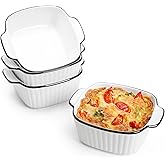 NUTRIUPS 13Oz Ceramic Baking Dishes set of 4, Square Baking Dishes, 400 ml Small Baking Dish for Air Fryer, Ceramic Bakeware 