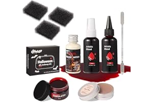 CUTLOT Halloween Kunstblut SFX Make-up Kit - 60ml Fake Blood Spray, 60ml Fake Blood Tropfendes, 30ml Flüssiges Latex, 30g Blutcreme, 30g Narbenwachs für Halloween, Karneval, Simulierte Wunden