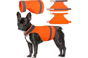 BIPAWTI Pack of 2 Blaze Orange Dog Vest, Reflective Vest for Hunting, High Visibility Safety Vest, Soft & Adjustable Reflective Dog Jacket for Walking Hunting Vest - S