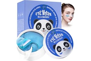 Nalikosty Patch Occhi, Maschera Contorno Occhi Antirughe e Occhiaie, Eye Patch Anti Rughe, Rimuovi Borse e Puffiness, Effetto ldratante e Antieta, 60 Pezzi Mirtillo Donna Uomo (blu)
