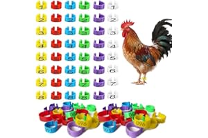 CXNXFD Chicken Foot Rings Pack of 100 (5 Colours + Numbered), Waterproof Poultry Foot Band, Tear-Resistant PP Material, Animal Friendly, Chicken Identification Legs Rings for Chickens, Ducks, Chicken