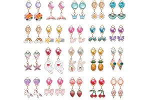 MAZYPO 20 par kolczyków z klipsami dla dziewczynek w wieku 4-12 lat, zestaw biżuterii, prezent na imprezę, księżniczka, kawaii, tęczowy jednorożec, kolczyki dla małych dziewczynek, małych dzieci, urocze