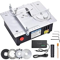 Mini Scie Circulaire De Table 100W - Multifonction Avec 4 Lames & 7 Vitesses - Pour Bricolage Bois, Plastique, Métal (DIY)