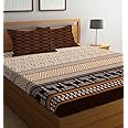 LOOMLYFE 300 TC Microfiber XXL Soft Cotton Super King Size Bedsheet for Double Bed, King Size 108 Inches X 108 Inches, 9 Feet, 275 X 275 cm with 2 Large Size Pillow Covers - CoffeeT