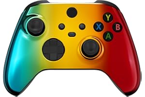 eXtremeRate Tri-Color Gradient Shell for Xbox Core Wireless Controller - Revamp Your Gaming Gear - Chrome Cyan Gold Red Custom Cover Faceplate for Xbox Series X & S Control [Controller NOT Included]