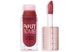 REVOLUTION BEAUTY LONDON Revolution Beauty, Pout Bomb Plumping Lip Gloss, High-Shine for Glossy, Fuller & Plump Lips with Hyaluronic Acid & Peptides, Vegan & Cruelty-Free, Rosewood Rose Pink