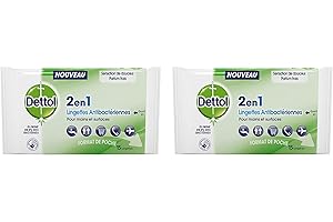 DETTOL Lingettes Antibactériennes 2 en 1 - Mains et Surfaces - 15 Lingettes - Lot de 2