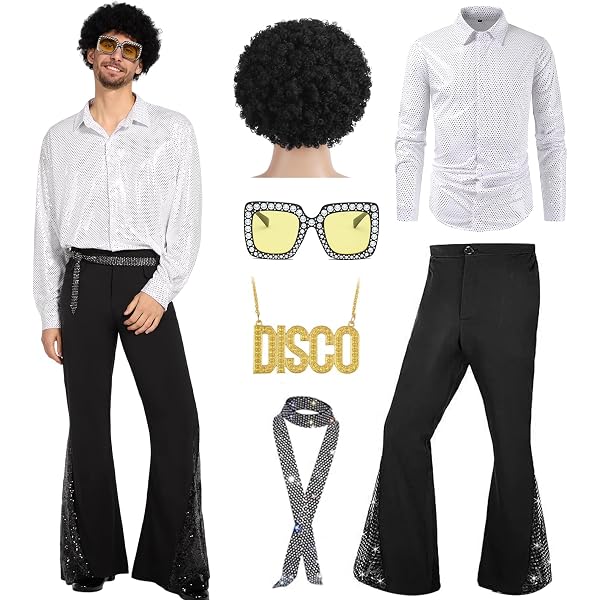 Pantalon Évasé Disco Années 70 Homme – Style Rétro à Paillettes, Costume Fête Carnaval - 4