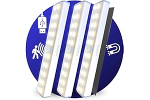 RUNESOL Motion Sensor Under Cupboard Lights, 3 Pack Rechargeable 20 LED Strip Light, Wardrobe Lighting, Rechargeable Battery Operated Lights for Kitchen Cabinets, Sensor Night Light, Bedroom LED Lights